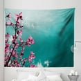 thumbnail image 1 of Floral Tapestry, Fig Tree Florets with Sunny Sky Exotic Summer Spring Plants Scenic Nature View, Fabric Wall Hanging Decor for Bedroom Living Room Dorm, 5 Sizes, Teal Hot Pink, by Ambesonne, 1 of 1