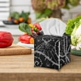 thumbnail image 5 of Psesaysky Tissue Box Cover Waterproof, Black Spider Web Square PU Leather Tissue Box Holder, Halloween Facial Paper Organizer Dispenser for Bathroom, Car, 5.1''X5.1''X5.5'', 5 of 7