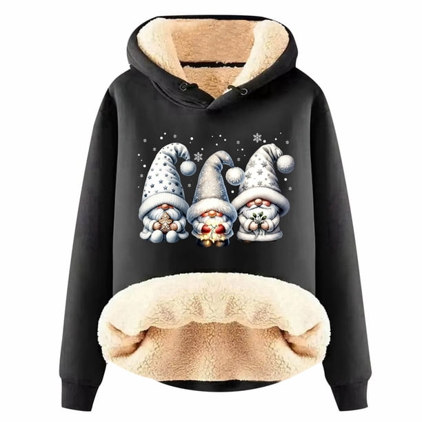 WILLBEST Sudadera con Capucha para Mujer, Estampado Navideño y de Cordero, Ideal para Otoño/Invierno X-Grande