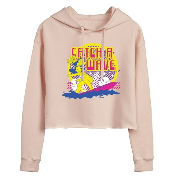 Disney - Lilo & Stitch - Catch A Wave - Juniors Cropped Pullover Hoodie