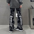 thumbnail image 2 of Vintage Clothes Printed Jeans Hiphop Autumn High Waisted Loose Wide Leg Jeans Gothic Micro Flared Pants Y2k Streetwear Women, 2 of 5