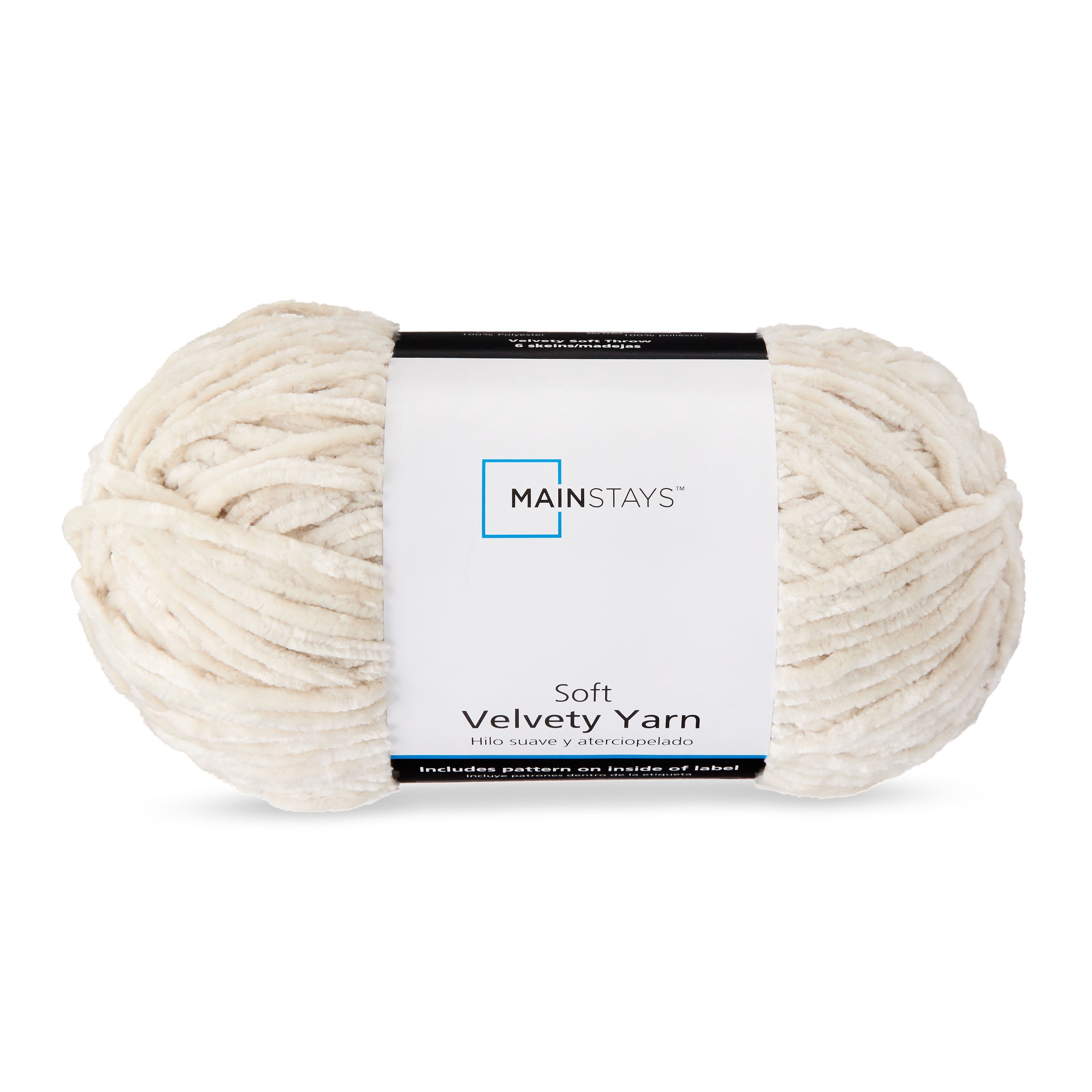 Mainstays Soft Velvety Yarn, 315 yd, Stone, 100% Polyester, Pack of 4