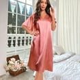 thumbnail image 5 of Defitshape Women's Satin Nightgown Summer Pajamas Dress Short Sleeve Half Sleeve Kimono Sleeve V Neck Lounge Casual Pjs Coral XX-Large, 5 of 5