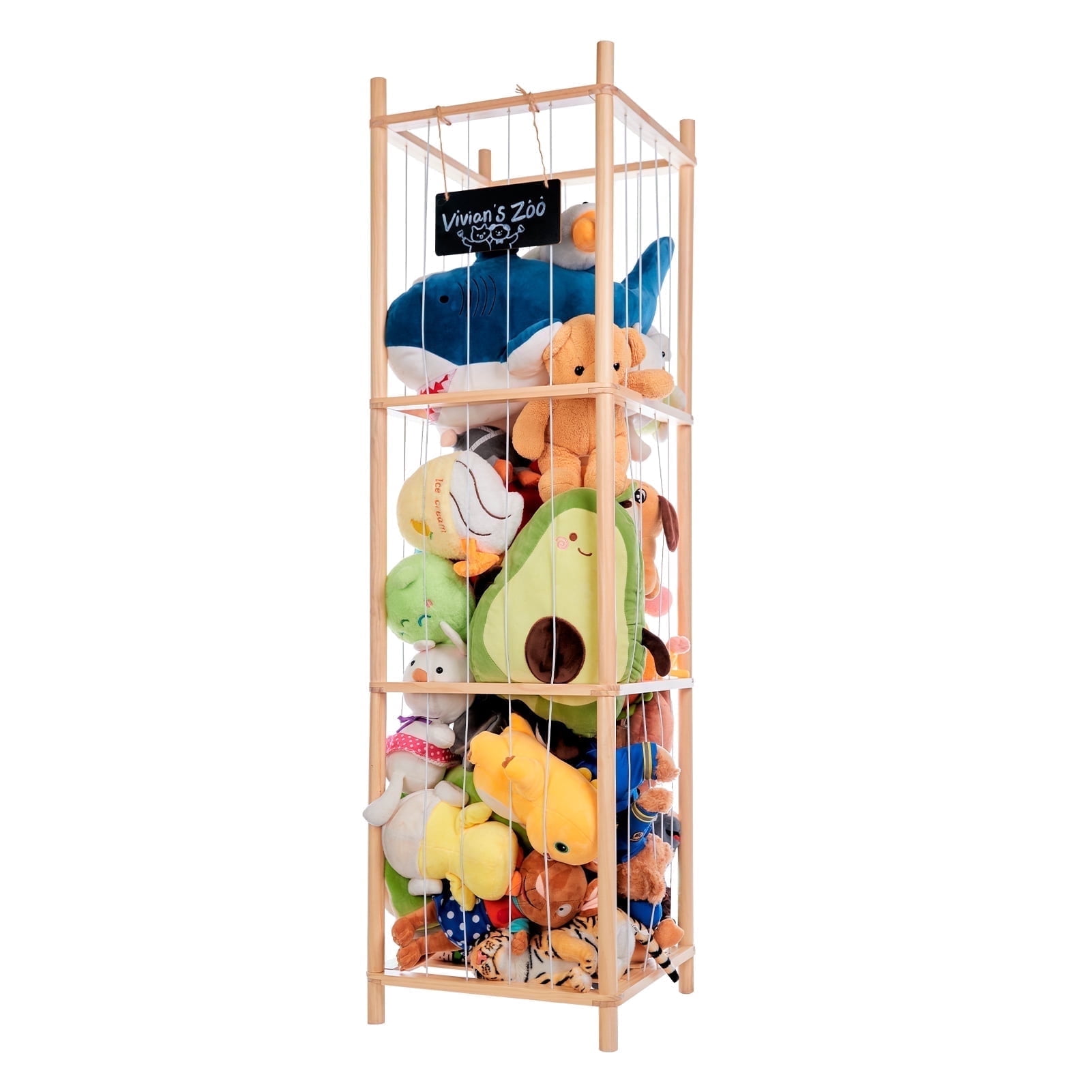 BEINGMATE Care Large Stuffed Animal Storage, Wooden Stuffed Animal Storage Zoo, Toy Holder, Space Saving Toy Zoo for Kidroom, Playroom, Kid’s Gift, Nature