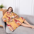 thumbnail image 5 of Oversized Wearable Blanket Hoodie,Orange Flaming Footballs Pattern Sherpa Blanket Hoodie with Super Pockets,Super Warm Fuzzy Pullover for Women & Men, 5 of 6