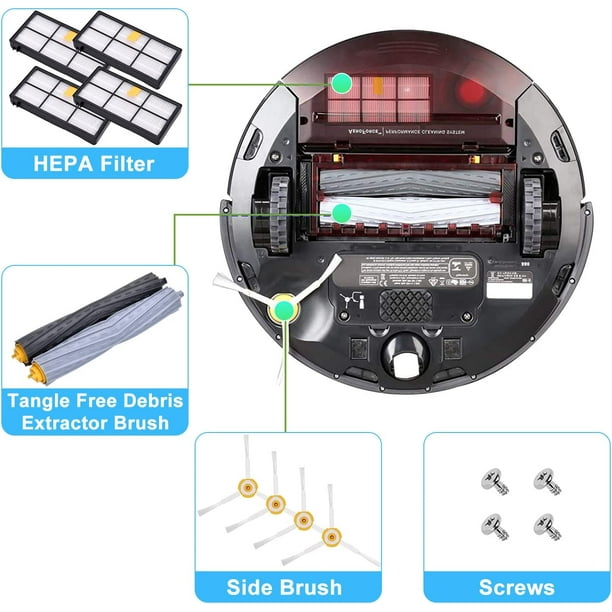 Kit de piezas Accesorios de repuesto para iRobot Roomba 800 900 Series 860 865 866 870 871 875 876 880 886 896 960 966 971 976 980 981 Cepillos de repuesto Accesorios de filtro para aspiradora Roomba ...