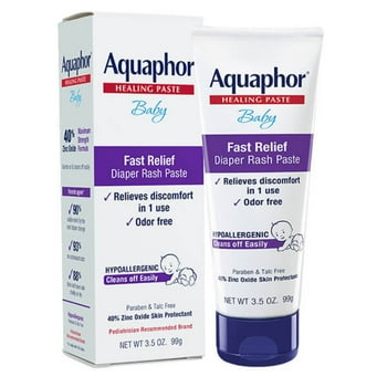Aquaphor Baby Diaper  Paste, Maximum Strength 40% Zinc Oxide, Diaper  Cream, Diaper  Ointment, 3.5 oz
