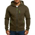 thumbnail image 2 of Drmagiyhm Mens Fleece Zip Up Hoodies Thick Hoodie Fleece Lined Warm Jacket Zip-Up Sweat Jackets Lightweight Winter Coats with Pockets Army Green 2XL, 2 of 5