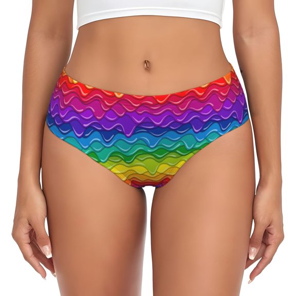 Womens Underwear - Bright Rainbow No Show Seamless Underwear for Women, Stretch Women's Panties, Hipster Soft Comfort Ladies Panties Bikini Underwear Briefs