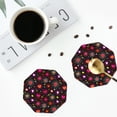 thumbnail image 4 of Lsque Geometric Hearts Pattern 4" Drink Coasters Set of 4, PVC Leather Absorbent Coasters, Table Coaster Set Decorative Coffee Cup Coasters Housewarming Gift -Octagon, 4 of 6