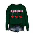 thumbnail image 4 of Valentines Day Crewneck Sweatshirts Womens Cute Valentine Sweater Pullover Long Sleeve Heart Bow Holiday Outfits, 2XL Green, 4 of 5