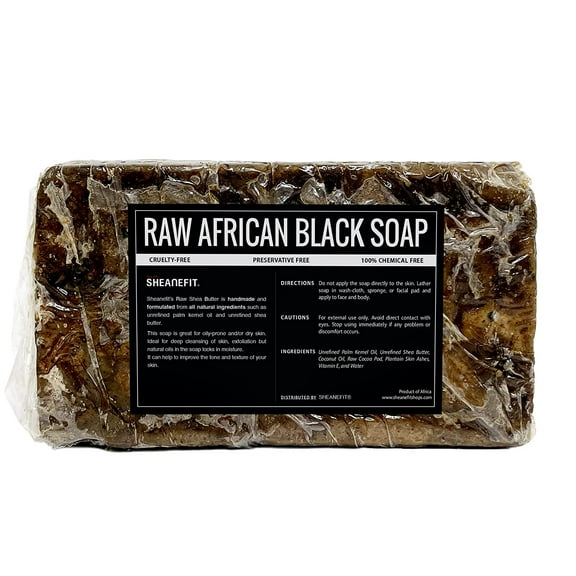 Sheanefit Raw African Black Soap Bar For All Skin Types