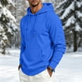 thumbnail image 5 of Mens Fleece Hoodie Pullover Trendy Casual Long Sleeve Drawstring Sweatshirt Fall Winter Thermal Athletic Tops with Pockets Royal Blue 3XL, 5 of 5