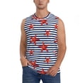 thumbnail image 2 of Goofa Starfish Navy Blue Stripe Printed Men's Sleeveless T-Shirt - Athletic Gym Workout Tank Top for Men - Moisture-Wicking, UPF 30+ Quick-Dry Muscle Tee-3X-Large, 2 of 8