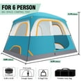 thumbnail image 5 of HOTEEL 6 Person Tent for Camping, Easy Setup Camping Tent with Rainfly & Screen Windows for Camping/Traveling/Family Gathering/Hiking/Beach, Blue, 5 of 9