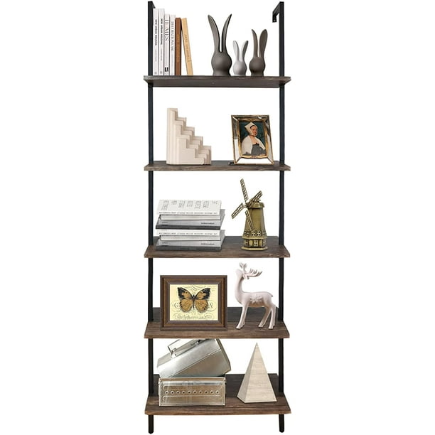 aboxoo Ladder Shelf Open Bookshelf 5tier Wallmounted Wood Bookcase