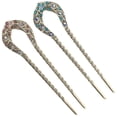 thumbnail image 2 of 2 Pcs Épingle à Cheveux Vintage en Cristal Strass à Double Griffe Épingle à Cheveux, 2 of 8
