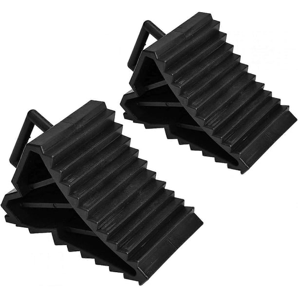 ZHAOCHENG Calzos para ruedas de coche, 2 piezas de calzos para ruedas de coche, antideslizantes de goma para neumáticos, calzos para ruedas de camión, calzos para ruedas de coche negros