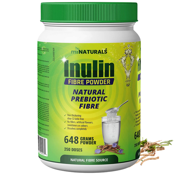 Pure Inulin Fiber Powder, Natural Prebiotic Fibre Supplement, Clear and Taste Free, Increases good bacteria, Chicory Root - 250 DOSES - 648 grams - by miNATURALS