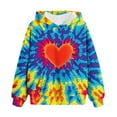 thumbnail image 4 of Girls Pullover Hoodie Red Tie-Dye with Red Heart, Soft Stretch 95% Polyester for 4-12Y (Sizes 90-160),Size 7-8T, 4 of 6