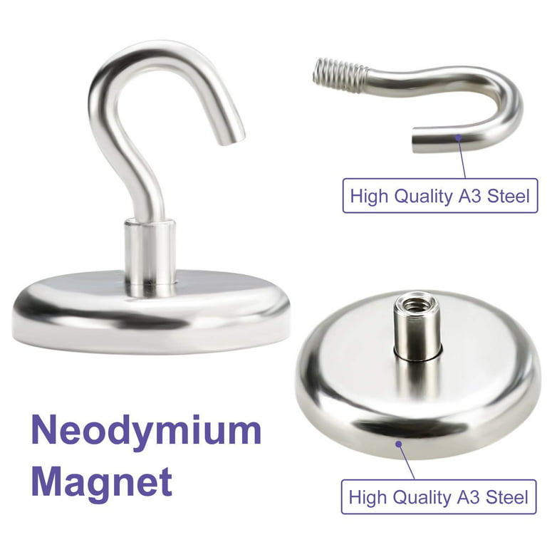 Heavy Duty Magnetic Hooks,100 LB（12pack） mikede Strong Neodymium Magnet  Hook for Home, Kitchen, Workplace, Office and Garage, NE32-12