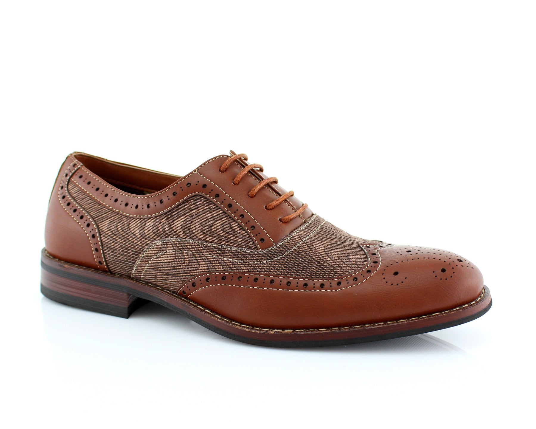 Men's Wing Tip Perforated Lace Up Fashion Oxford Dress Shoes 