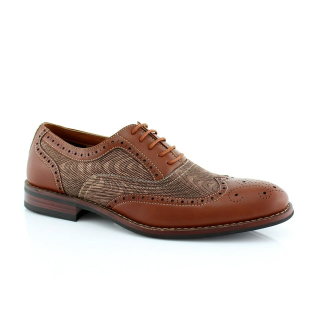 Ferro Aldo Alan M139001G Mens Classic Perforated Duo-Texture Lace-up Wingtip Oxford Dress Shoes