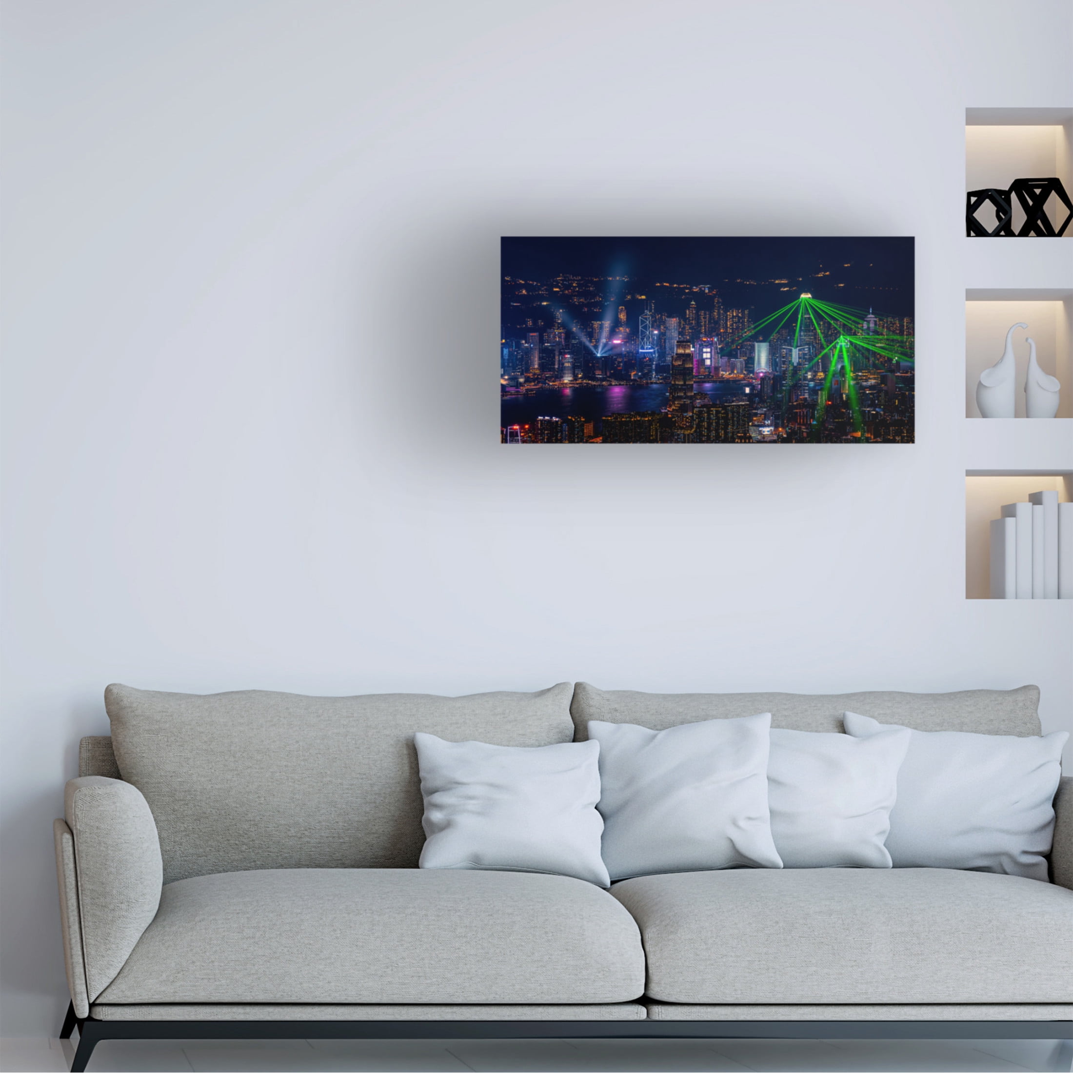 Trademark Fine Art Collin ZENG Victoria Harbour Light Show Canvas Wall Art