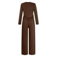 thumbnail image 4 of Women's Fall Two Piece Outfits Track Suits Long Sleeve Crop Tops Tee Shirts Wide Leg Pants Matching Sets Insulated Overalls Women Interview Pants Suits for Women Womens Pantsuit Women Gear Snowmobile, 4 of 4