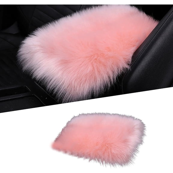Tutuviw Auto Center Console Cover Pad Fluffy Middle Console Pad Armrest Seat Box Cover Soft Furry Arm Rest Decoration Protector Universal Fit for SUV Truck Car (11.8"x 7.8", Pink)