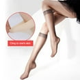 thumbnail image 6 of Eosunjian 5 Pairs Women Stockings Ultra-thin See-through High Elasticity Anti-slip Solid Color Soft Breathable Quick Dry Lady Calf Length Long Socks White, 6 of 13