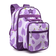 J World Boys And Girls Duet 16" Backpack With Detachable Lunch Box For School, Mr Eggplant