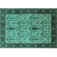 thumbnail image 1 of Ahgly Company Machine Washable Indoor Rectangle Oriental Turquoise Blue Industrial Area Rugs, 5' x 7', 1 of 4