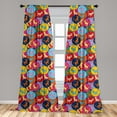 thumbnail image 5 of Ambesonne Funny Cat Curtains, Animals Colorful Circles, Pair of 28"x84", Earth Yellow Dark Pink, 5 of 5