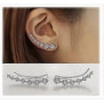 thumbnail image 1 of 7 Crystals Ear Cuffs Hoop Climber S925 Sterling Silver Earrings Hypoallergenic Earring, 1 of 5