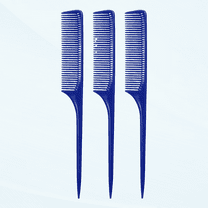 61 XL Rat Tail Combs Wide Tooth Comb Detangling Hair Styling Coarse Hair Foiling Thick Back Parting Combs Hairstylist Combs For Women Made In USA 3 Pc. (Royal Blue)