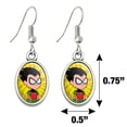 thumbnail image 4 of Teen Titans Go! Robin Novelty Dangling Drop Oval Charm Earrings, 4 of 5