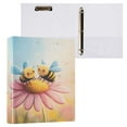 thumbnail image 2 of joogoo Hand Draw Cute Bees Flower Hardcover 3 Ring Binder 1.5" Round Rings Interior Pockets Binders Organizer 2 Pack, 2 of 9