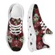 thumbnail image 1 of Zapatos planos con estampado de calaveras góticas y flores para mujer, zapatillas ligeras con plataforma y cordones, cómodas, 1 of 6