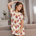 thumbnail image 3 of Fotbe Popcorn Bata de Dormir para Mujer con Estampado, Camisón de Algodón de Manga Corta, Ropa de Dormir Casual, 3 of 6