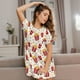 thumbnail image 3 of Fotbe Popcorn Bata de Dormir para Mujer con Estampado, Camisón de Algodón de Manga Corta, Ropa de Dormir Casual, 3 of 6