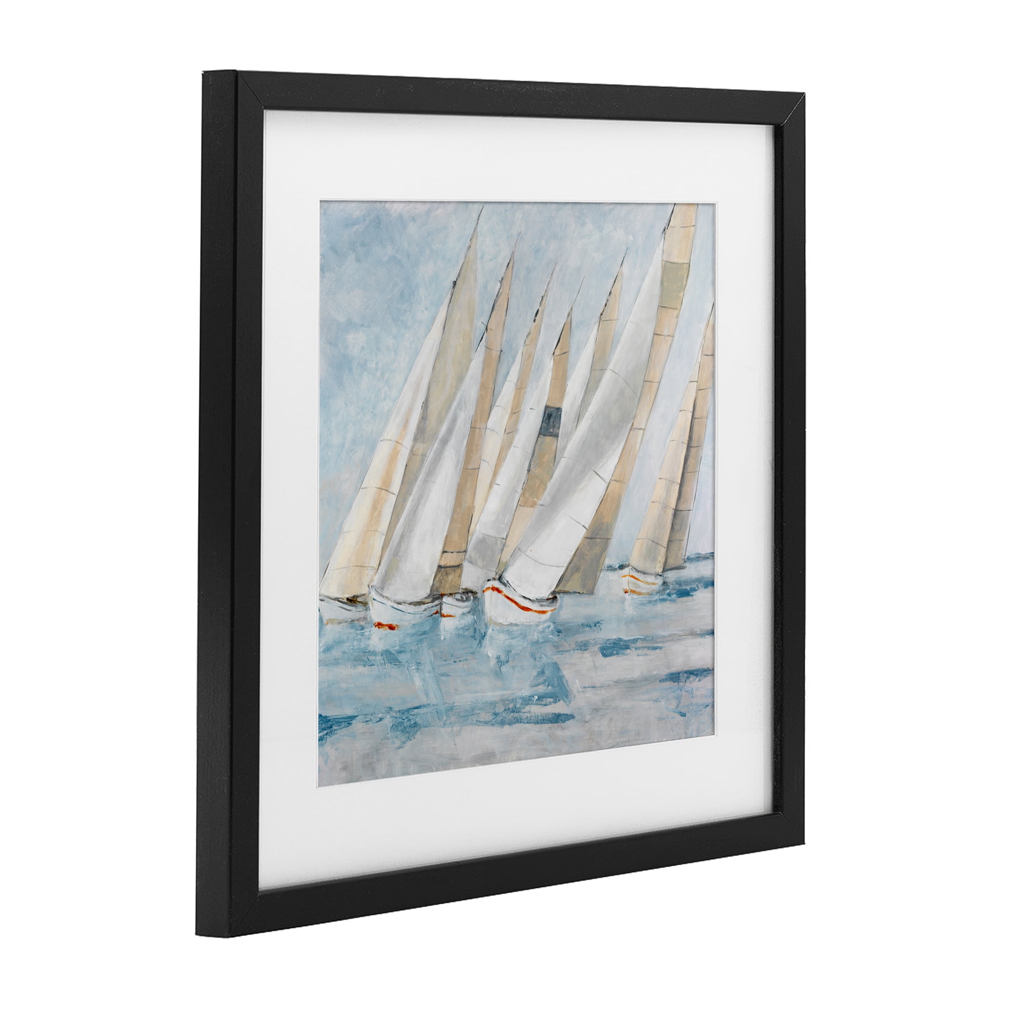 Stupell Industries Sailboat Regatta Coastal Scene Black Framed Print Under Glass, design by Lorenzo Collective