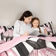 thumbnail image 4 of Castle Fairy Glamorous Tulle Dress Twin Comforter Sets 2pcs,Sparkly Bow Handbag Bedding Set,Black White Pink Gold,Pink Reversible,1 Comforter and 1 Pillowcase, 4 of 6