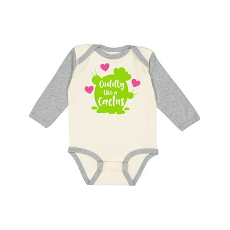 

Inktastic Cuddly Like A Cactus Hearts - Green Pink Gift Baby Boy or Baby Girl Long Sleeve Bodysuit