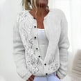 thumbnail image 3 of ZQGJB Floral Pattern Print Open Front Cardigan Sweaters for Women Plus Size Fall Winter Long Sleeve Cable Knit Hollow out Button Down Jacket Tops Loose Overszied Baggy Outwear Coat Multicolor#16 XXL, 3 of 4