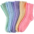 thumbnail image 2 of 5 Pairs/ 6 Pairs Non Slip Socks for Women Winter Warm Cozy Fuzzy Slipper Socks, Soft Fluffy Hospital Socks with Grips, 2 of 6