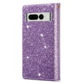 thumbnail image 3 of Wallet Case for Google Pixel 7A, Glitter Bling Flip Folio Leather Protective Magnetic Stand Zipper Purse Phone Cover with Card Slot Holder Wrist Strap for Women For Google Pixel 7A,
Purple, 3 of 8