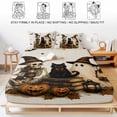 thumbnail image 5 of King Size Fitted Sheet Set - Vintage Halloween 3 Piece Bedding Sets 16" Deep Pocket Fitted Sheet with 2 Pillowcases, Skull Cat Cute Ghost Pumpkins Brushed Microfiber Hotel Luxury Bed Sheets, 5 of 9