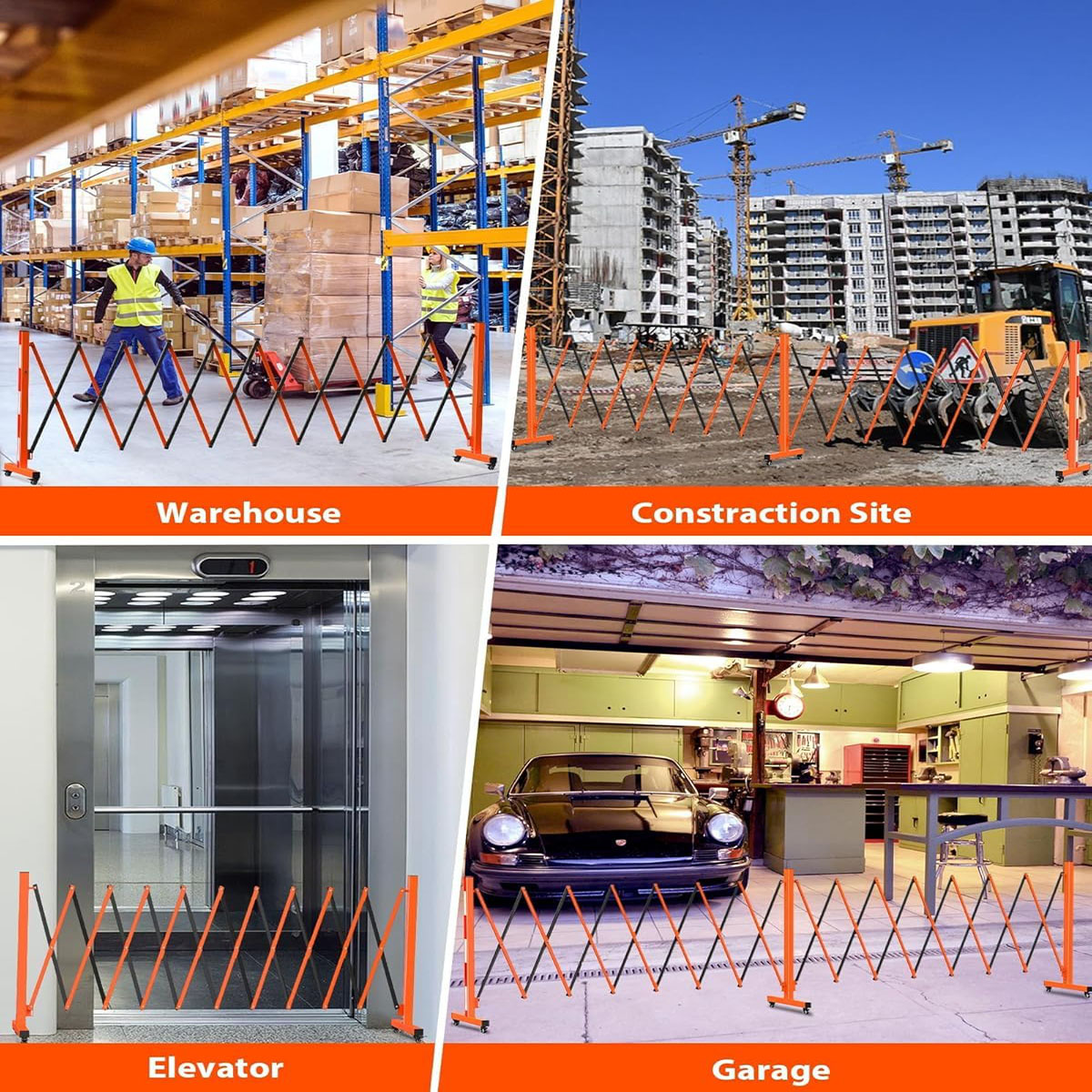 Ataucjin Metal Expandable Barricade Gate Outdoor, Folding Safety Barrier Gate, Portable Traffic Barricade Fence