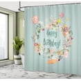 thumbnail image 4 of Ambesonne Birthday Party Shower Curtain, Rabbits Flowers Art, 69"Wx84"L, Dried Rose Mustard and Pink, 4 of 4